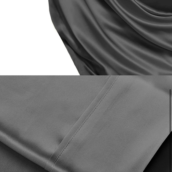 RISE Satin Flat Sheet in Queen in Charcoal Gray NIB - Picture 3 of 12